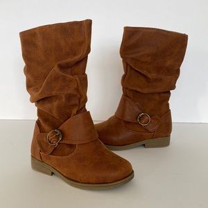 Toddler girls tall brown boots with zipper